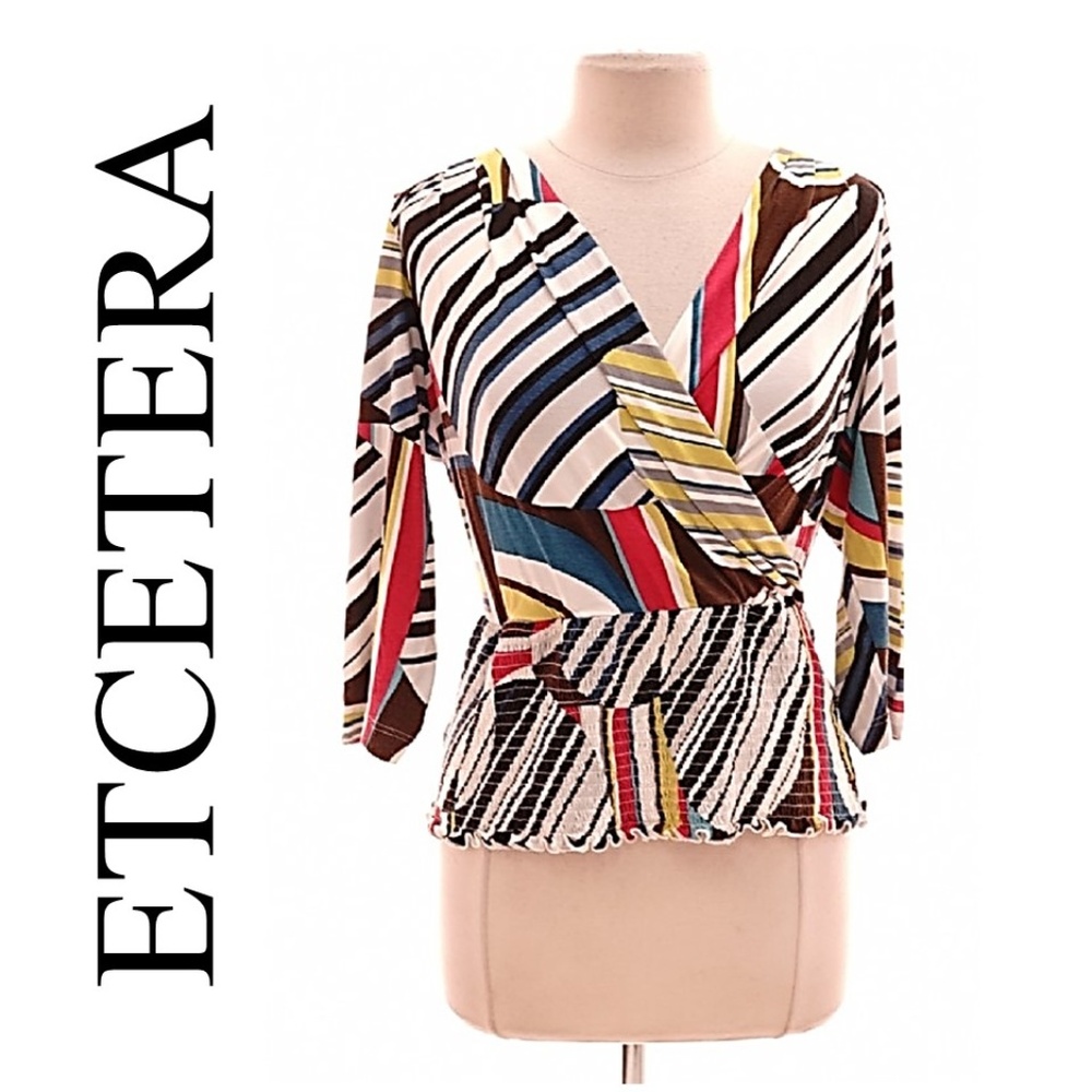 Etcetera * Bold Print Deep V Wrap Top - image 1